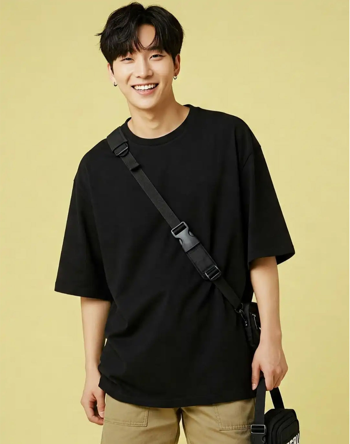 Round Neck Drop-Shoulder Sleeves Oversized Cotton T-shirt